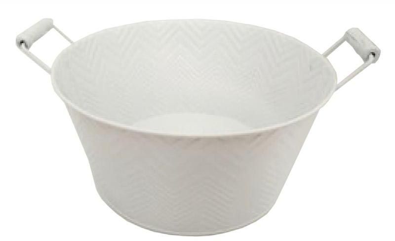 Corbeille ronde en métal laqué avec chevrons 25 cm