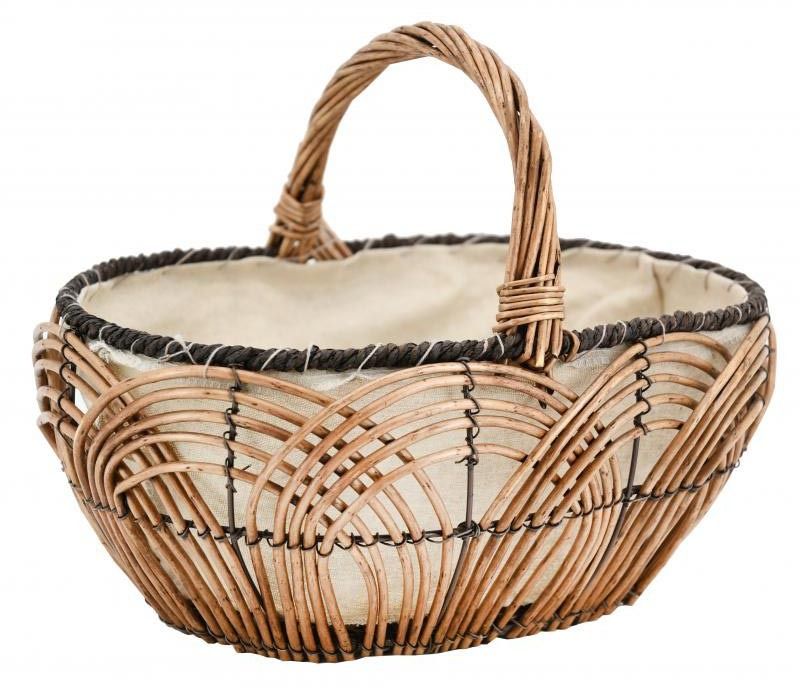 Panier en osier lacerie et jute 35 cm