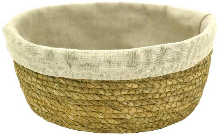 Corbeille en jonc naturel doublure en jute 21 cm