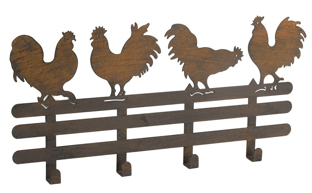 Patère en métal rouillé Coq