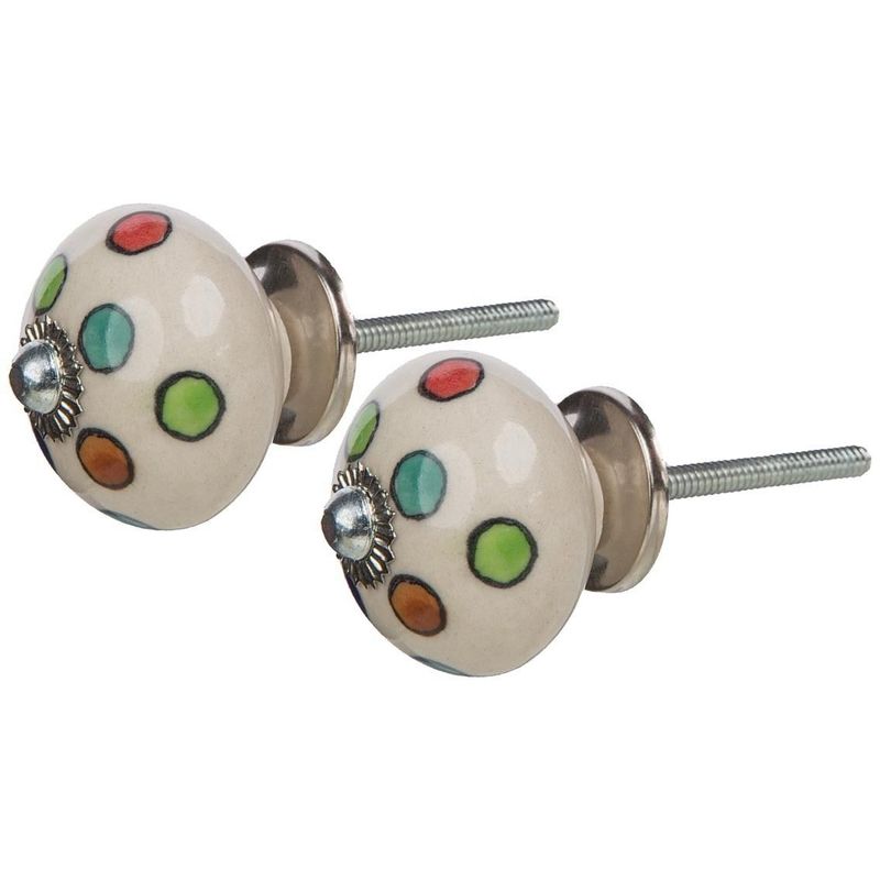Boutons de porte en céramique ronds colorés (Lot de 2)
