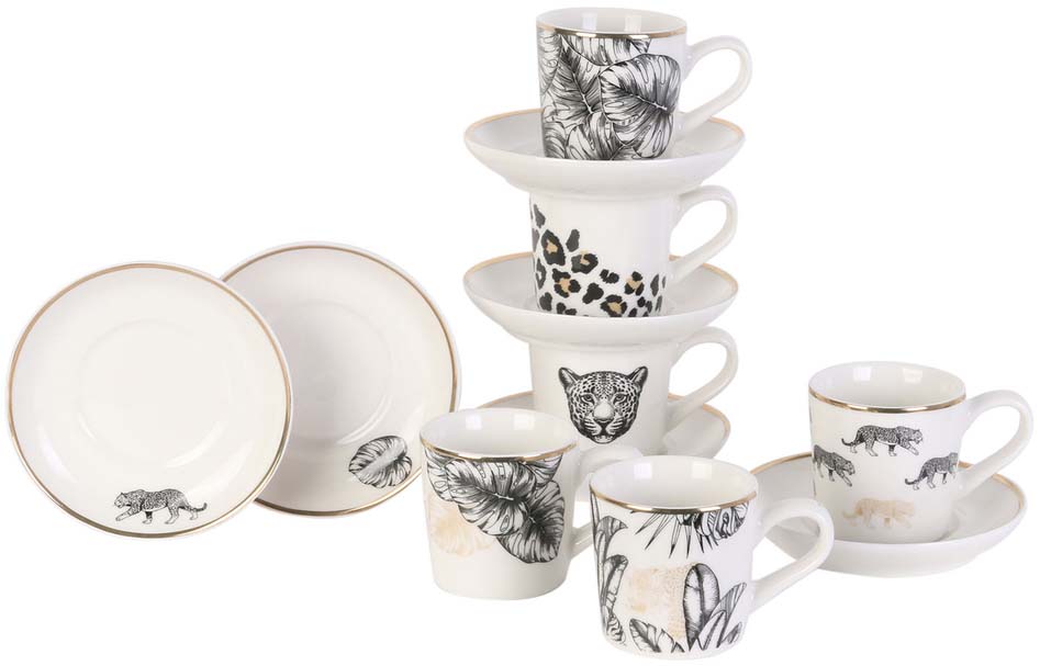 Coffret 6 tasses avec soucoupes Natural wild