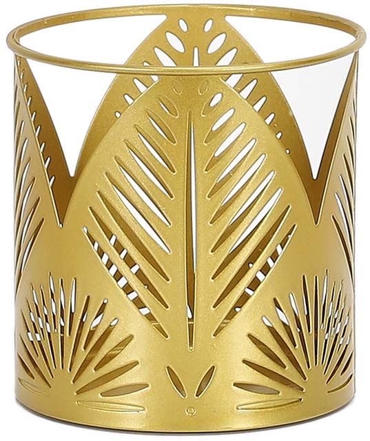 Photophore en métal ciselé doré