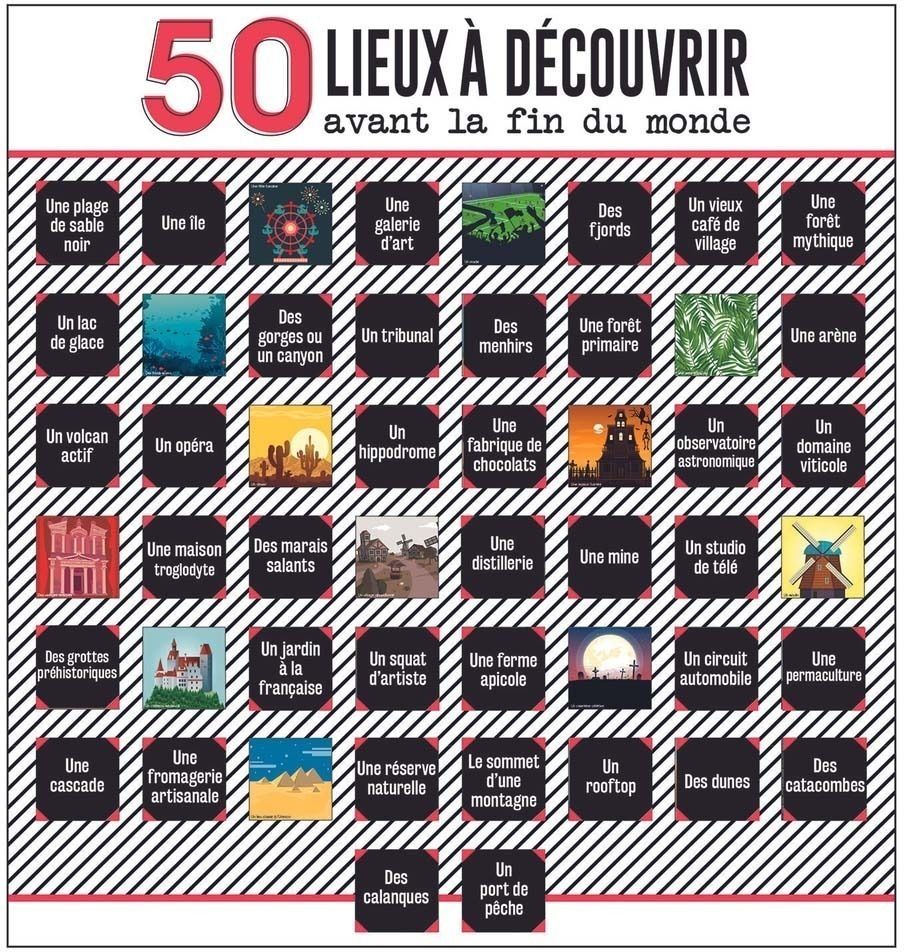 Poster 50 lieux à découvrir avant la fin du monde Lieux à découvrir