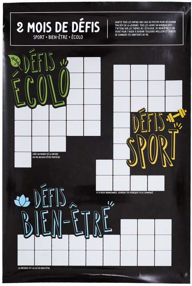 Poster à gratter 2 mois de défis