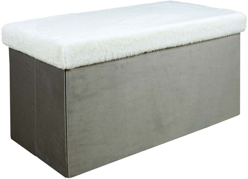 Banc coffre de rangement bicolore imitation fourrure Léo