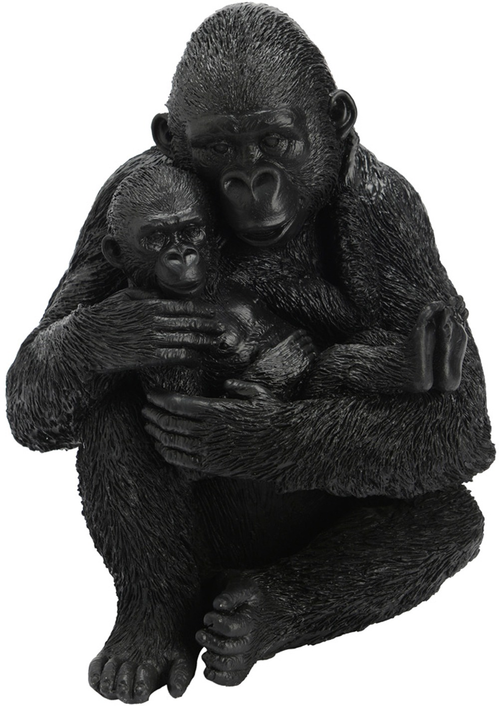 Statuette maman avec bébé gorille en résine