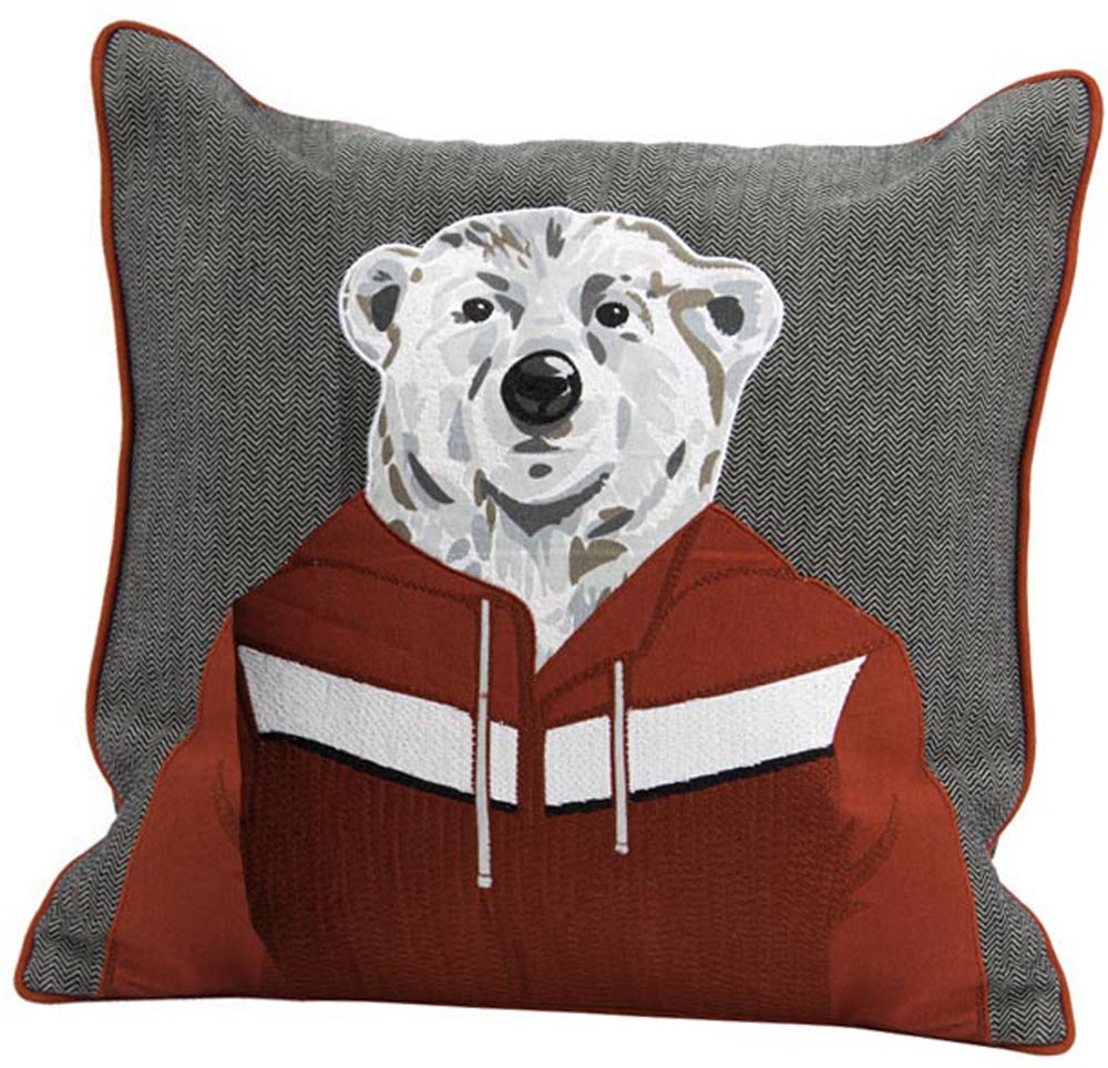 Coussin en coton Ski funny Ours