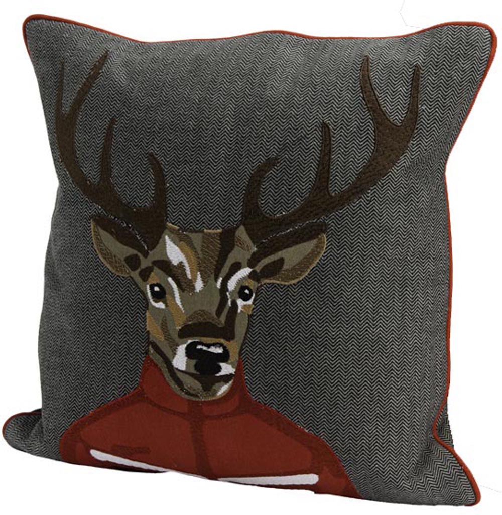Coussin en coton Ski funny Cerf