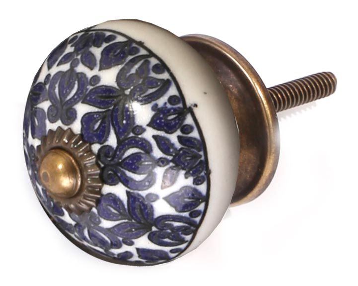 Bouton de meuble en grès à motif Paon Modèle 2