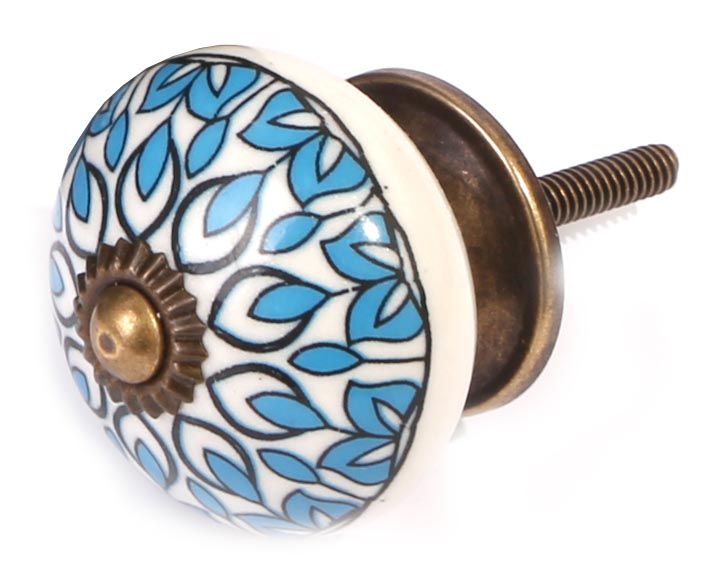 Bouton de meuble en grès à motif Paon Modèle 4