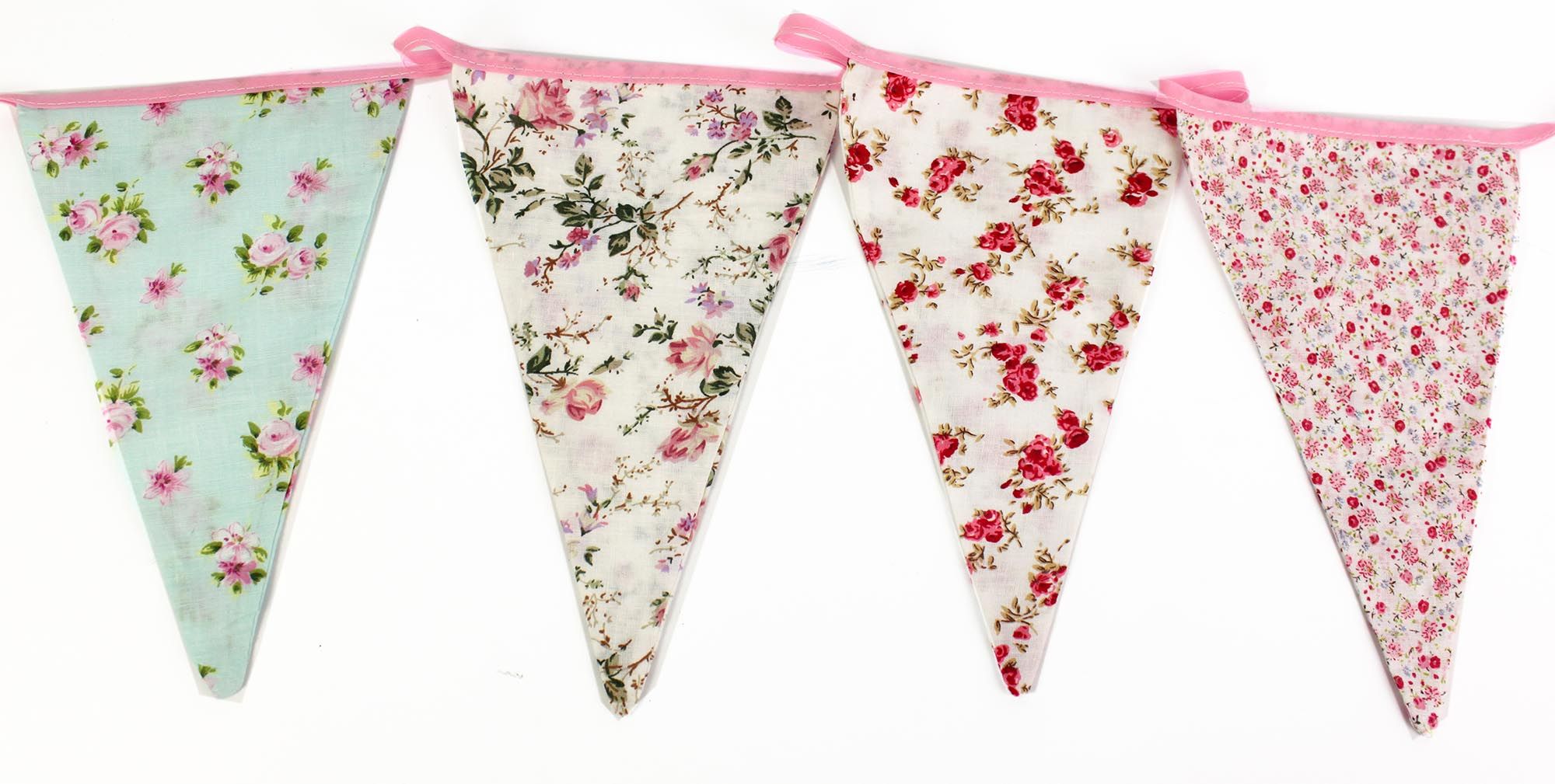 Guirlande fanions en tissu Vintage flower 3.15m