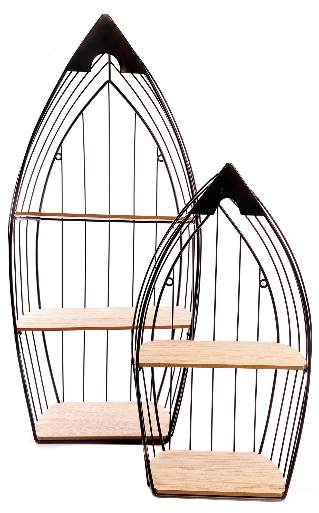 Set de 2 étagères en bois et métal bateau