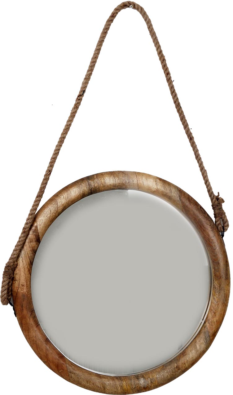 Miroir rond en bois de manguier avec code 56 cm