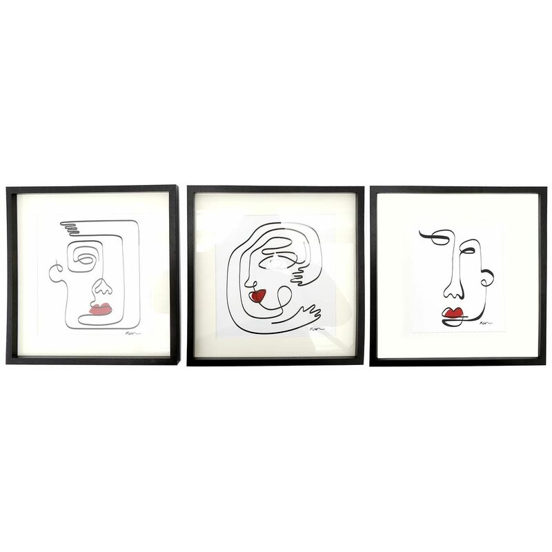 Cadre visage abstrait 30x30 cm (lot de 3)