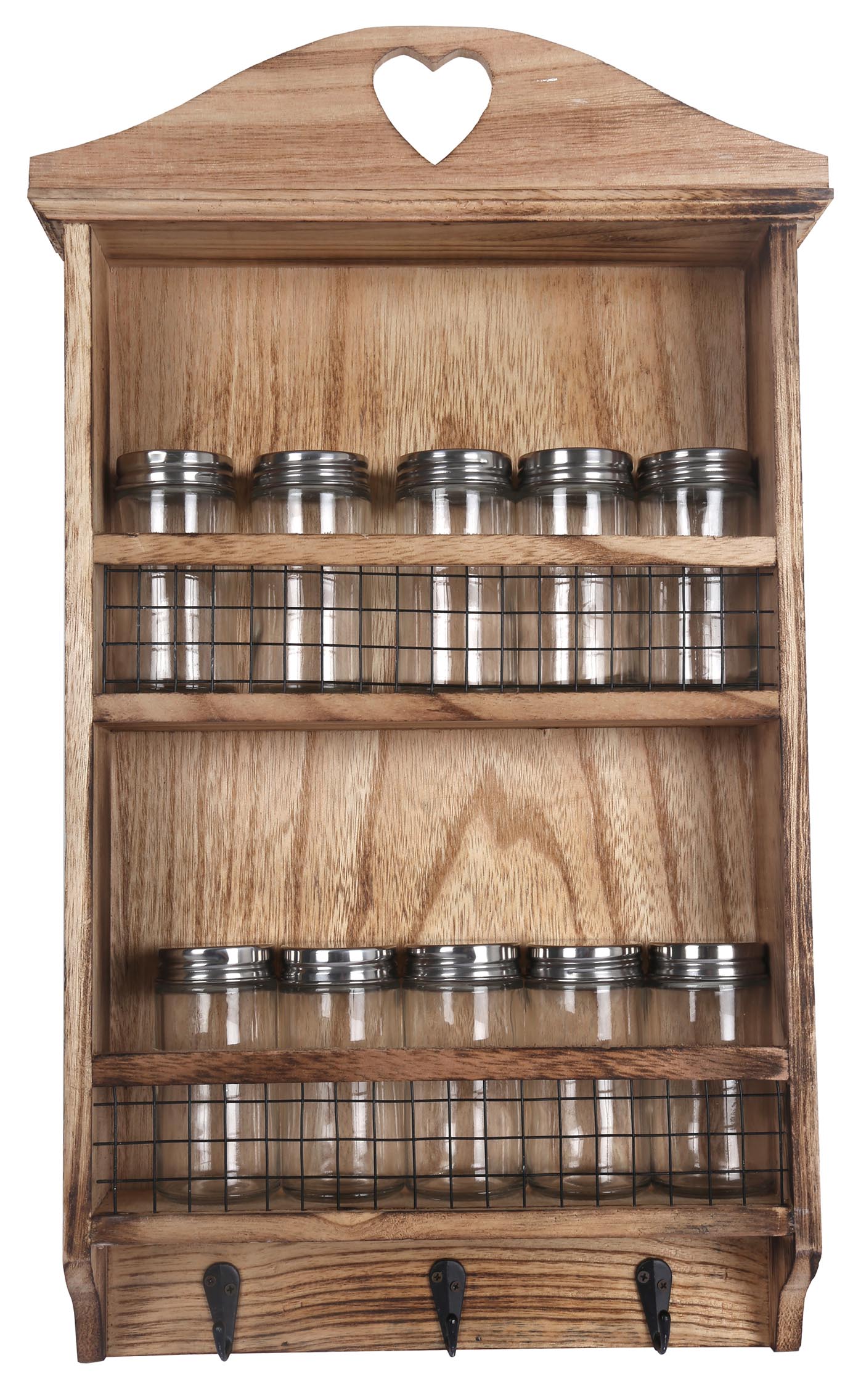 Etagère en paulownia avec pots à épices 28x47 cm