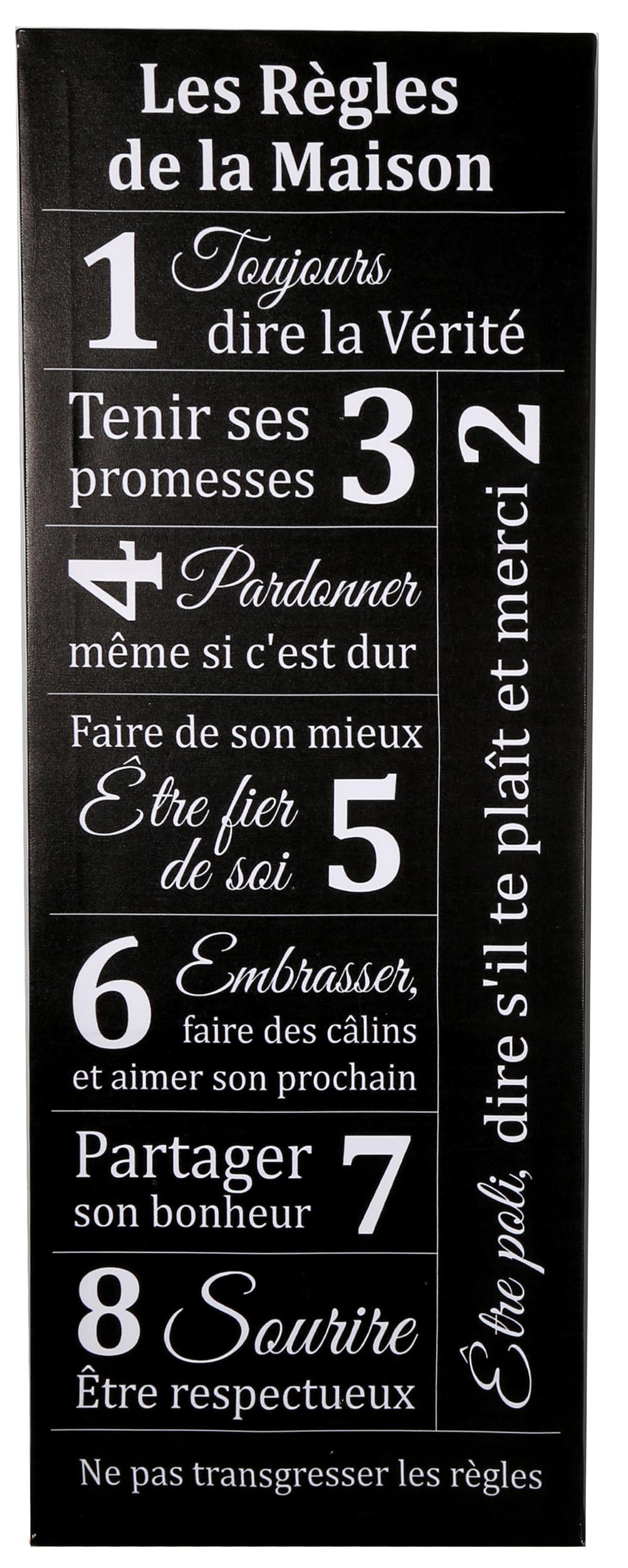 Toile décorative Règles de la famille 80x30 cm Les règles de la maison