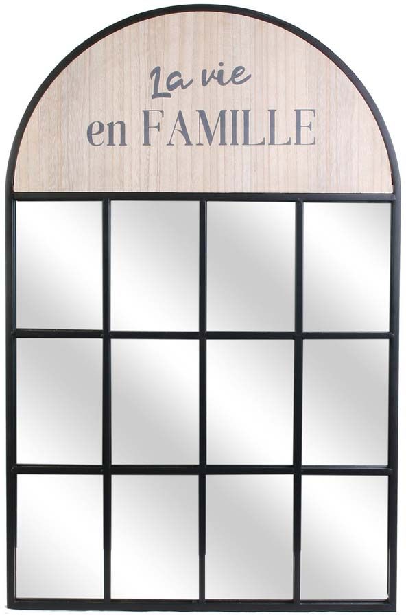 Miroir industriel bois et métal La vie en famille