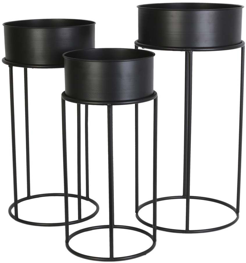 Supports à plantes avec cache pots en métal (Lot de 3)