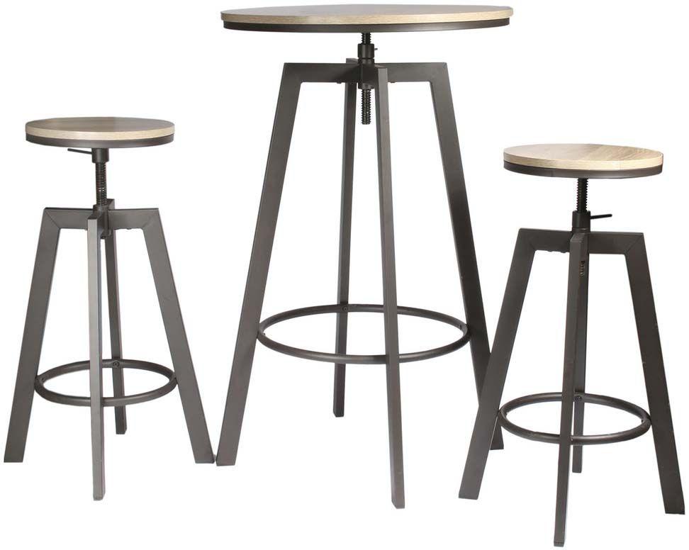 Ensemble table mange debout avec 2 tabourets Aria