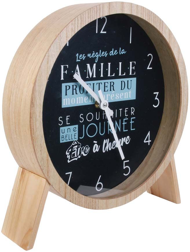 Horloge à poser en bois Les règles de la famille