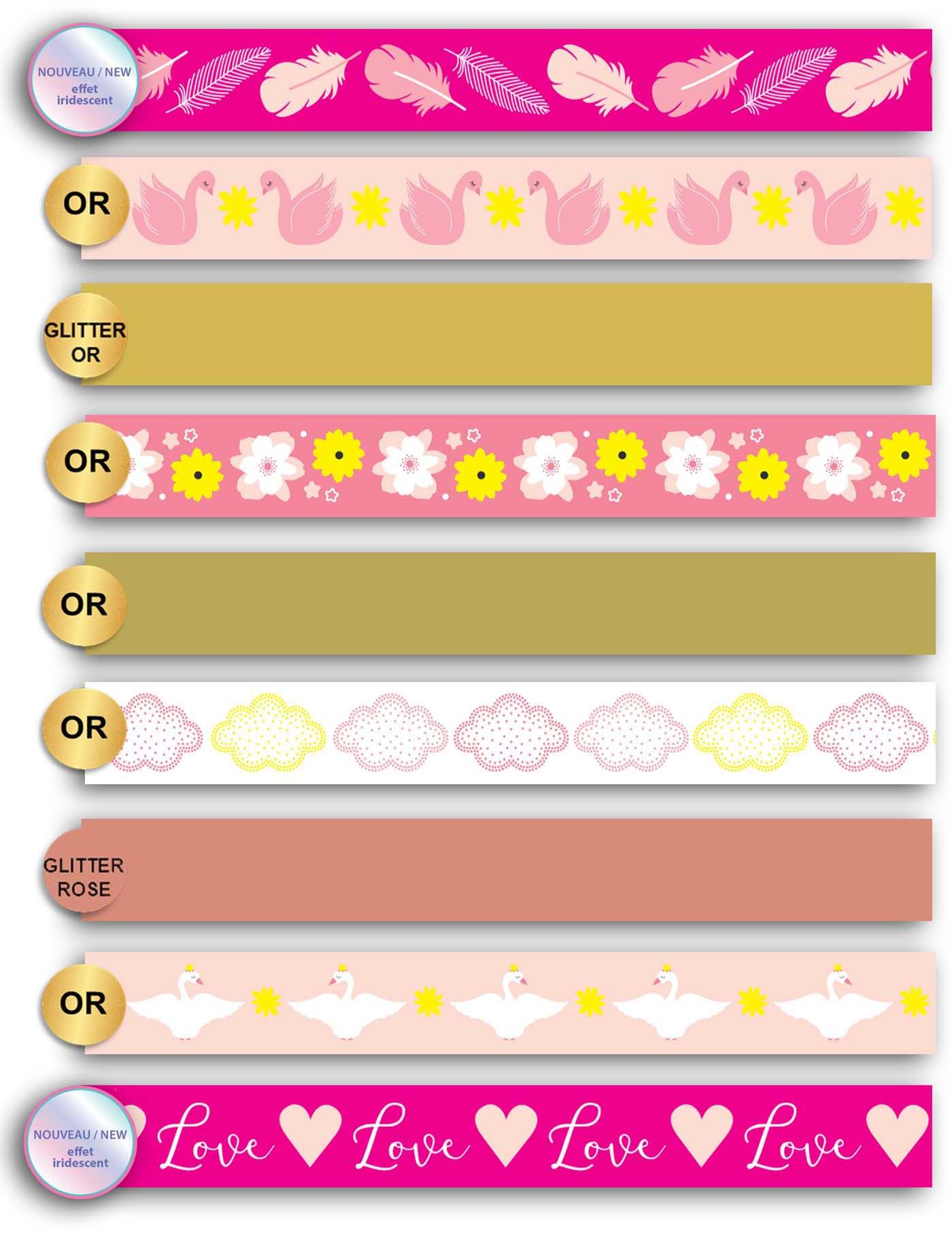 Set 9 minis masking tape Cygne 10m