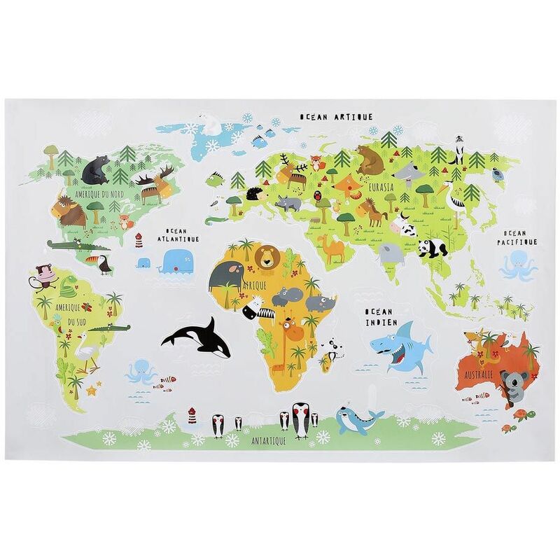 Sticker mural Mappemonde 90x60 cm