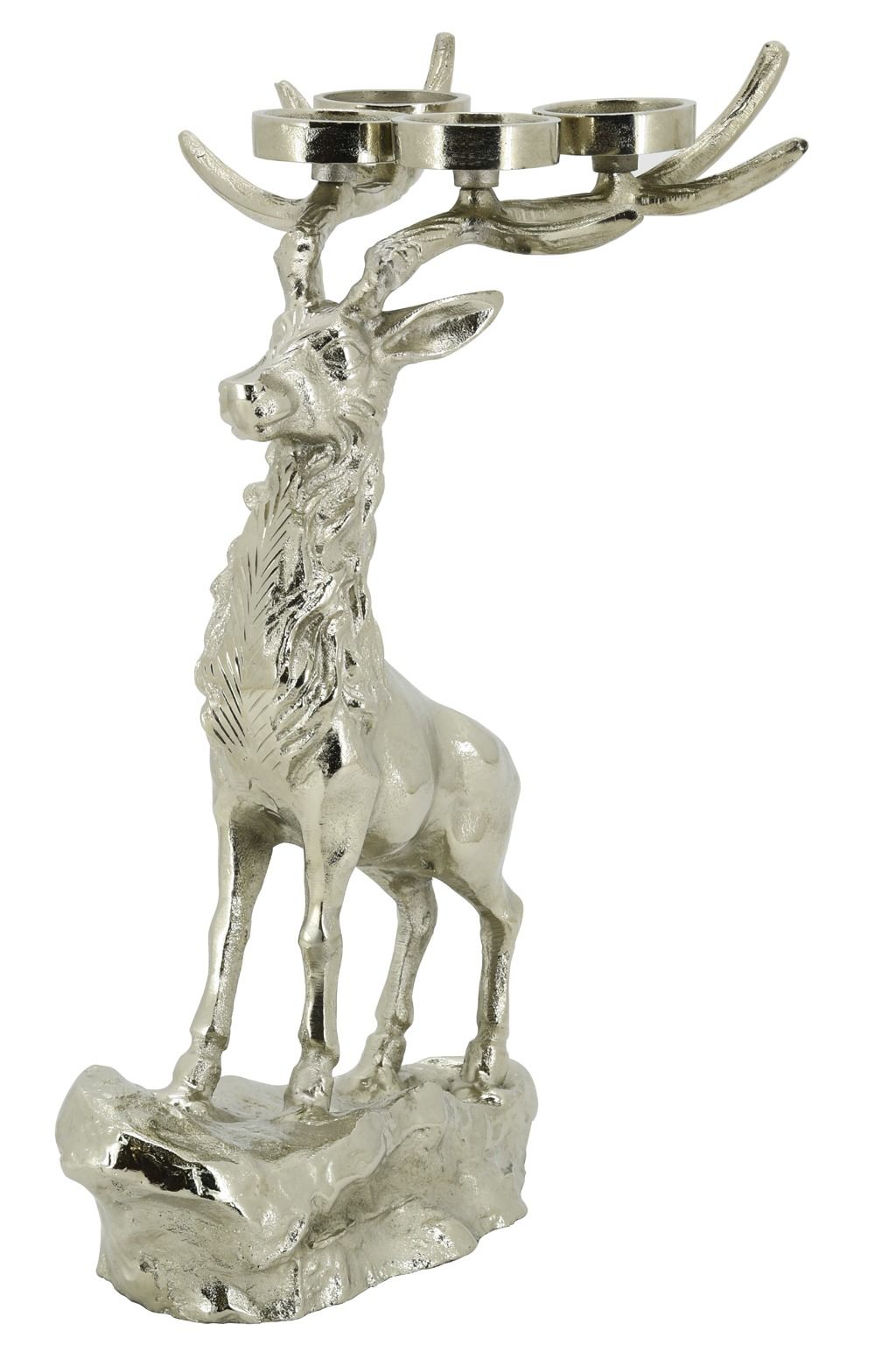 Cerf porte-bougies aluminium