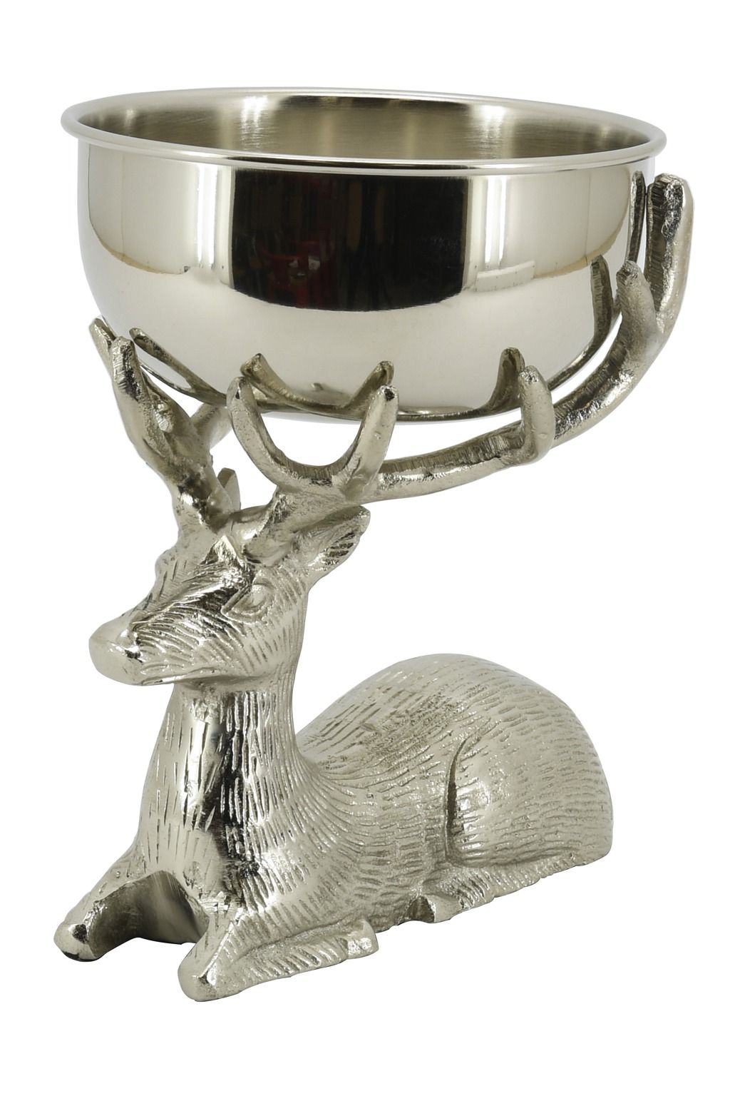 Statue de cerf en aluminium avec bol