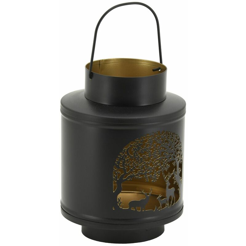 Lanterne en métal découpé cerfs