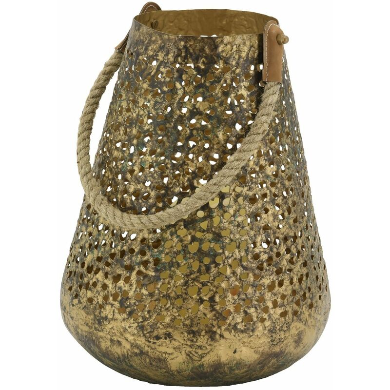 Lanterne dorée en métal antique ajouré