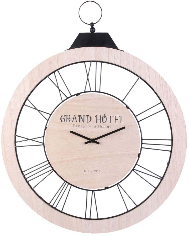 Horloge murale en bois et métal Grand hôtel 50 cm