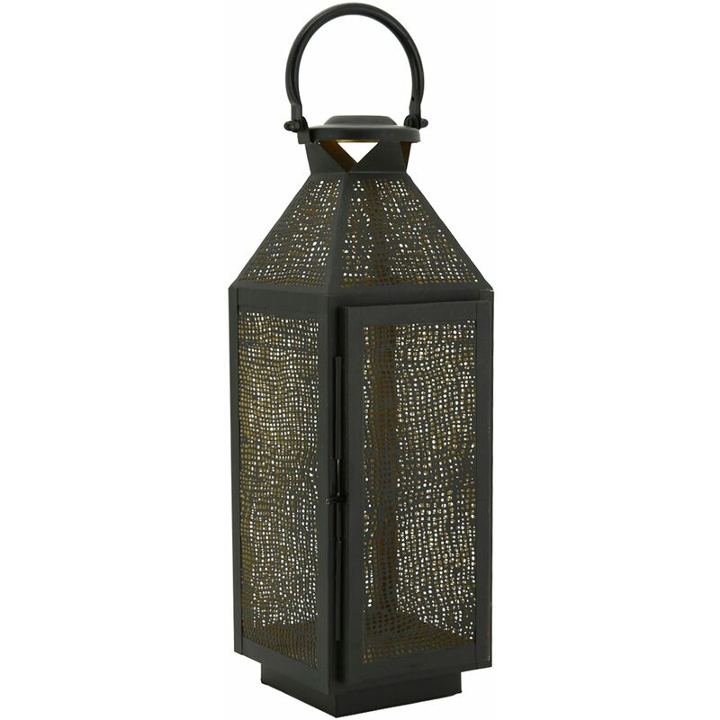 Lanterne carrée en métal noir et doré Grand modèle