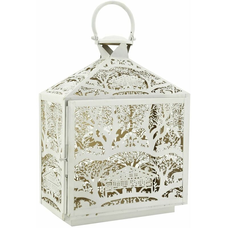 Lanterne rectangulaire en métal blanc