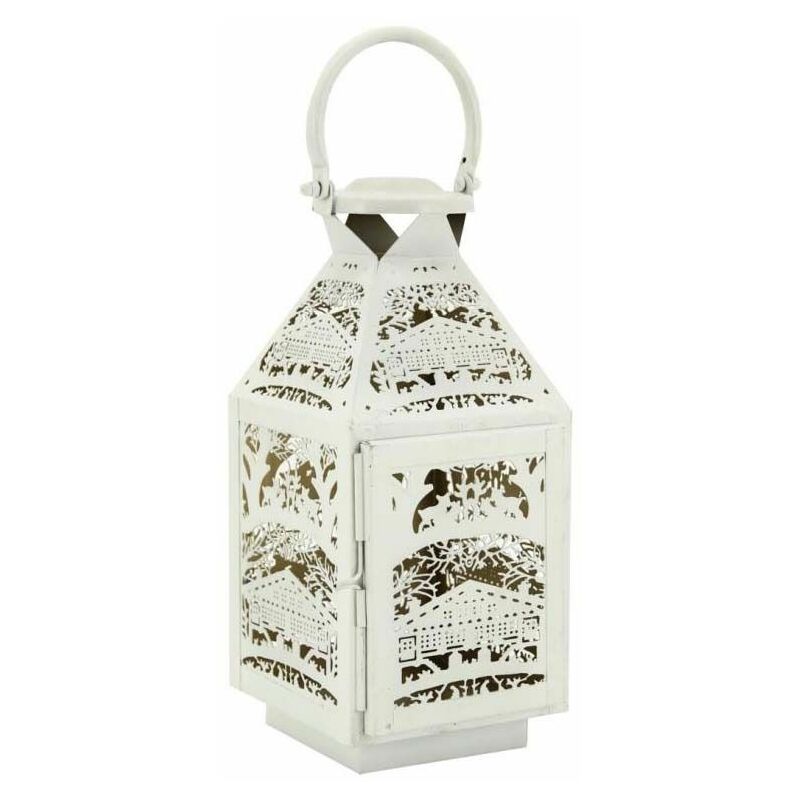 Lanterne carrée en métal blanc