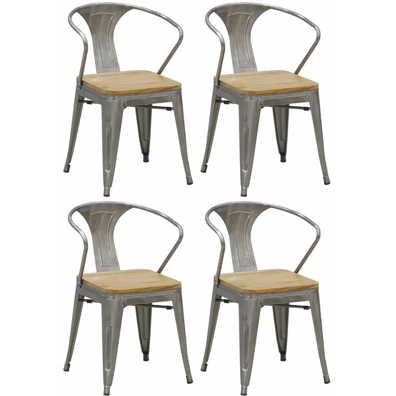 Chaise industrielle en métal et bois d'orme