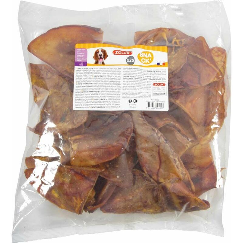Sachet de 25 oreilles de porc séchées pour chien