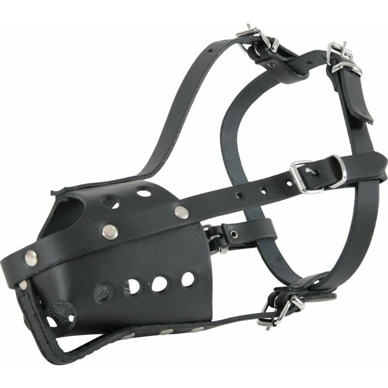 Muselière en cuir pour chien type police noire Taille 5