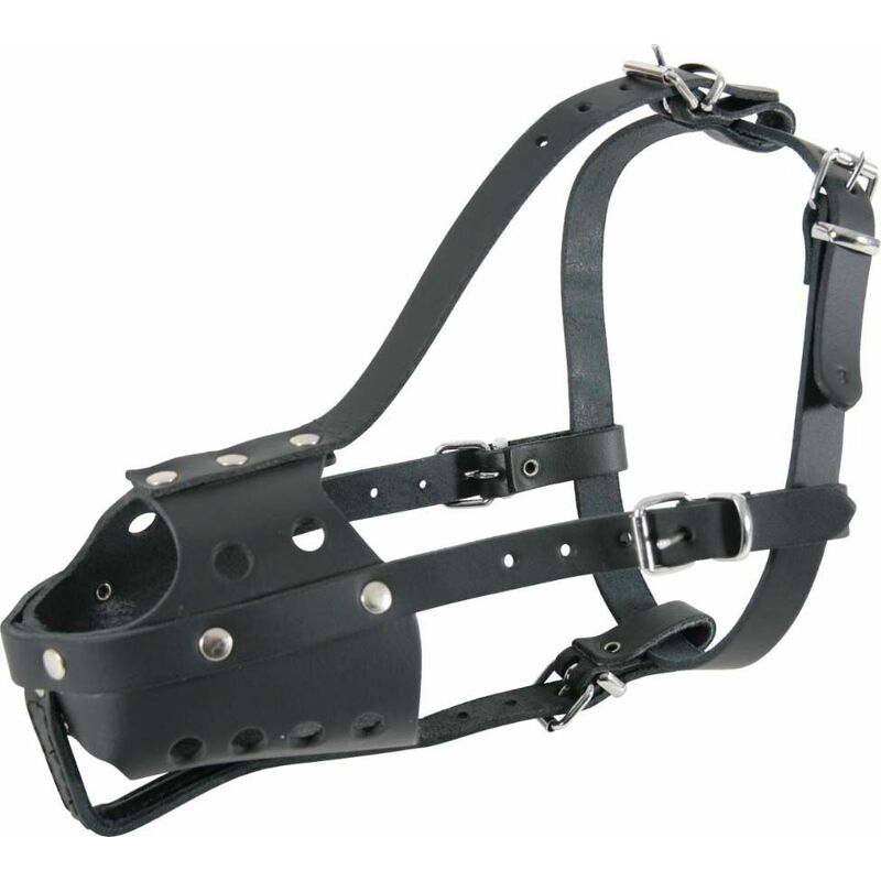 Muselière en cuir pour chien type police noire Taille 6