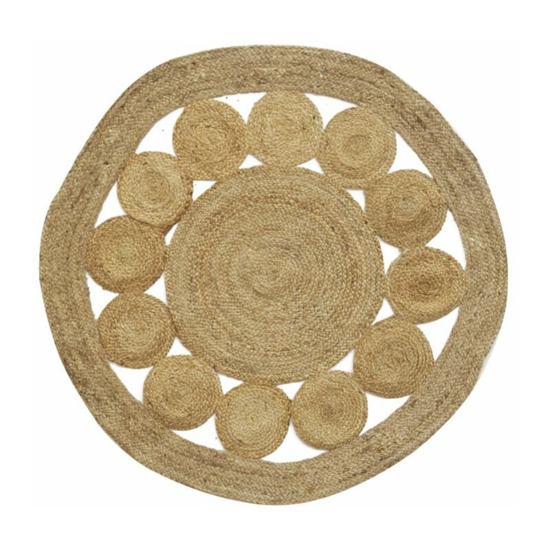 Tapis rond en jute naturelle ajourée Diamètre 120 cm
