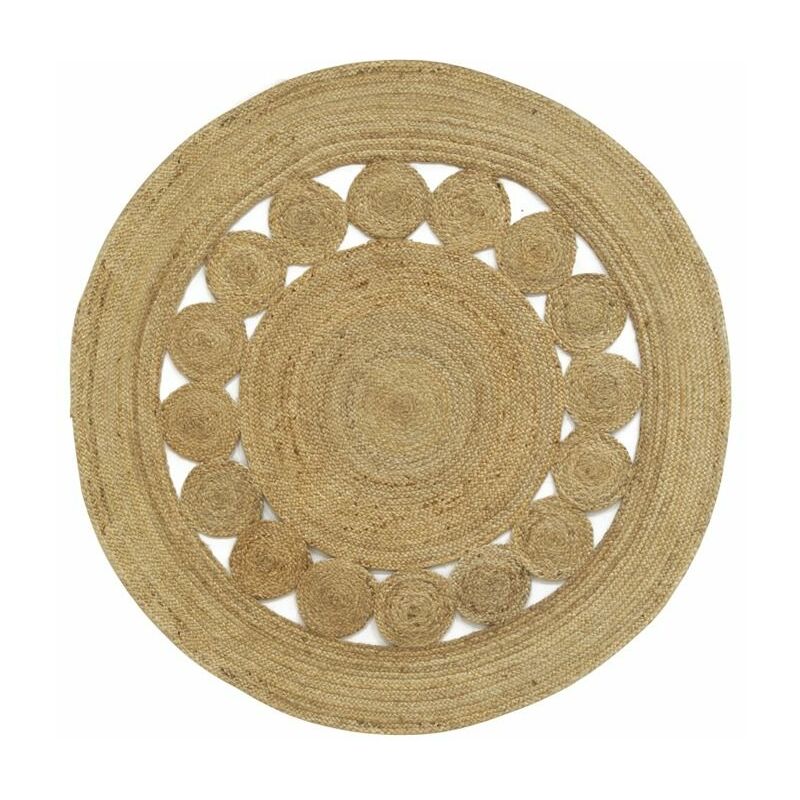 Tapis rond en jute naturelle ajourée Diamètre 150cm
