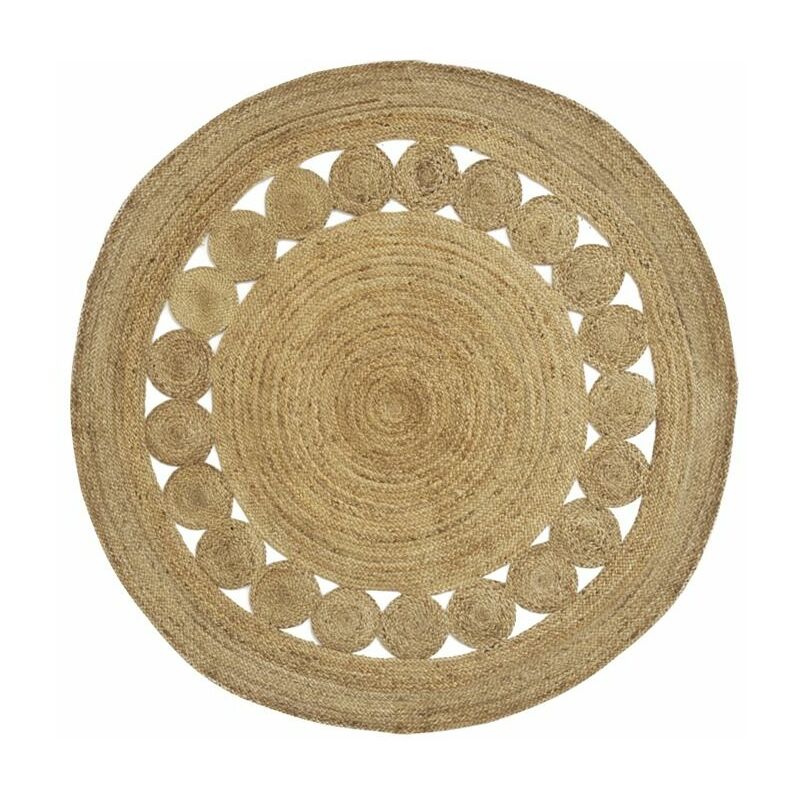Tapis rond en jute naturelle ajourée Diamètre 180cm