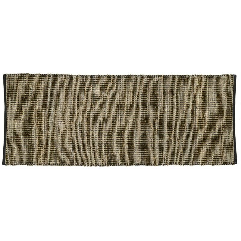 Tapis rectangulaire en jute et coton noir