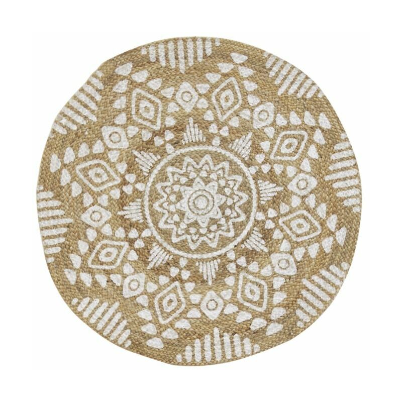 Tapis rond en jute naturelle motif ethique