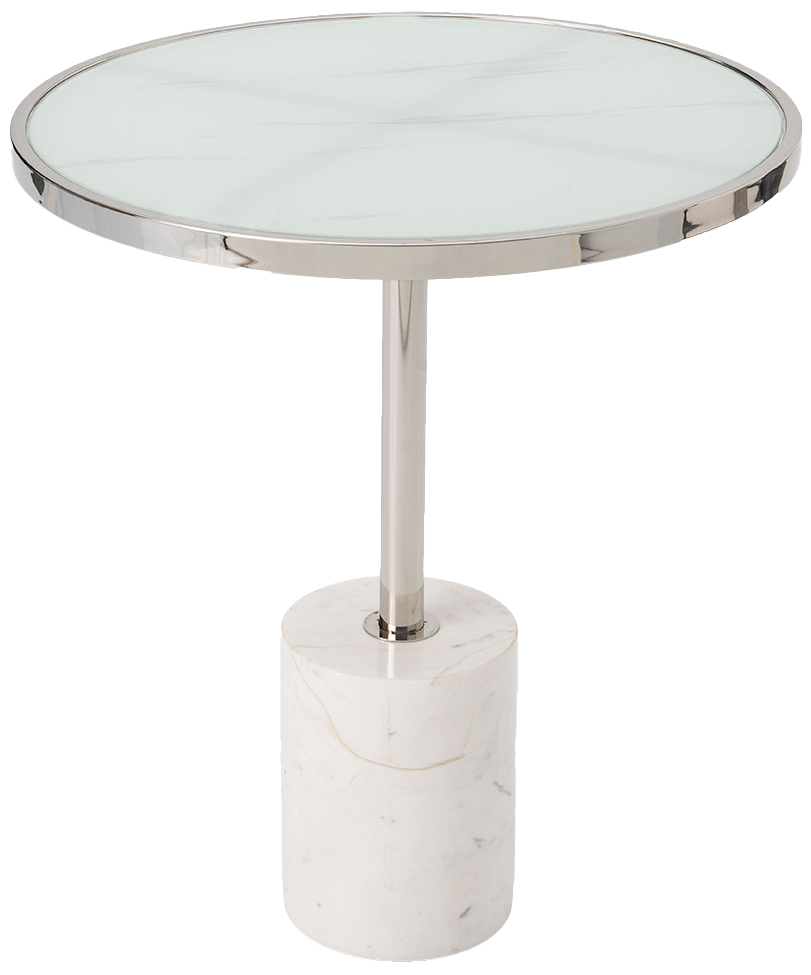 Table ronde en métal et pied en marbre