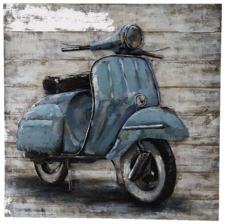 Plaque en métal Vespa bleu 80 x 80 cm