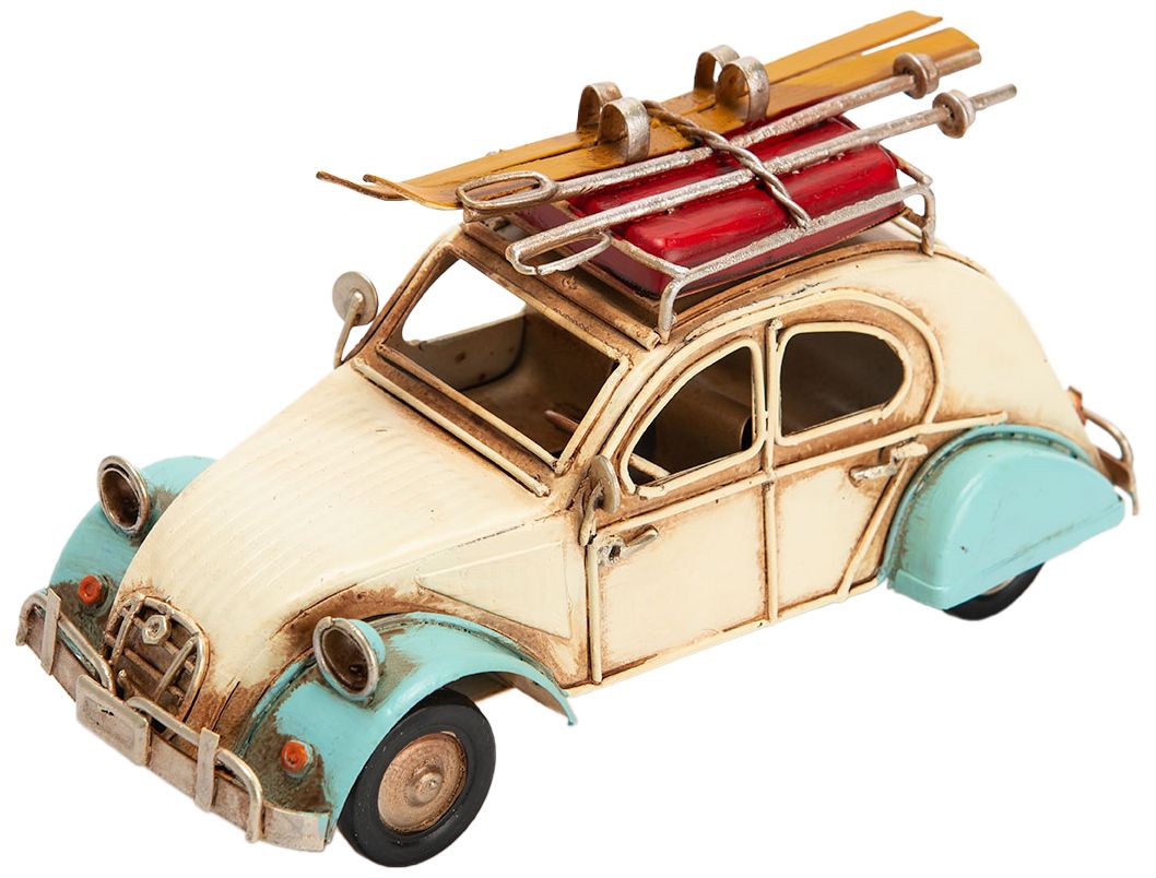 Voiture 2 CV vintage en métal sport d'hiver
