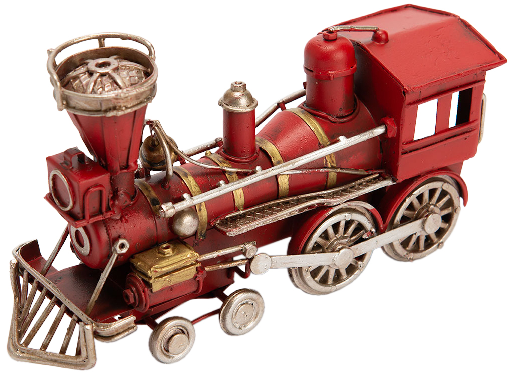 Petite locomotive en métal rouge vintage