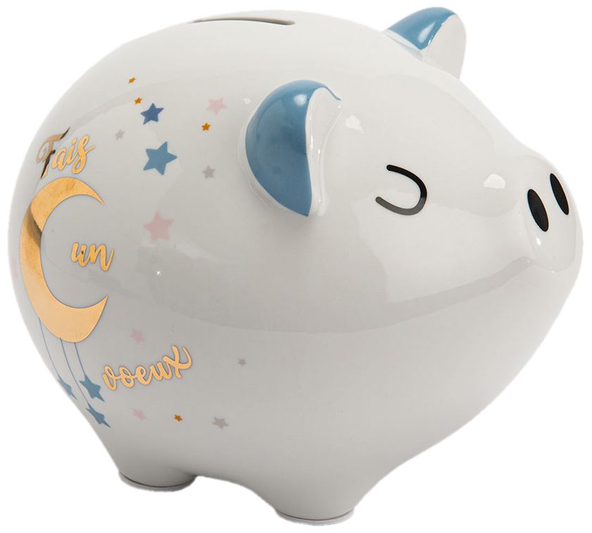 Tirelire maxi cochon en porcelaine Lilian