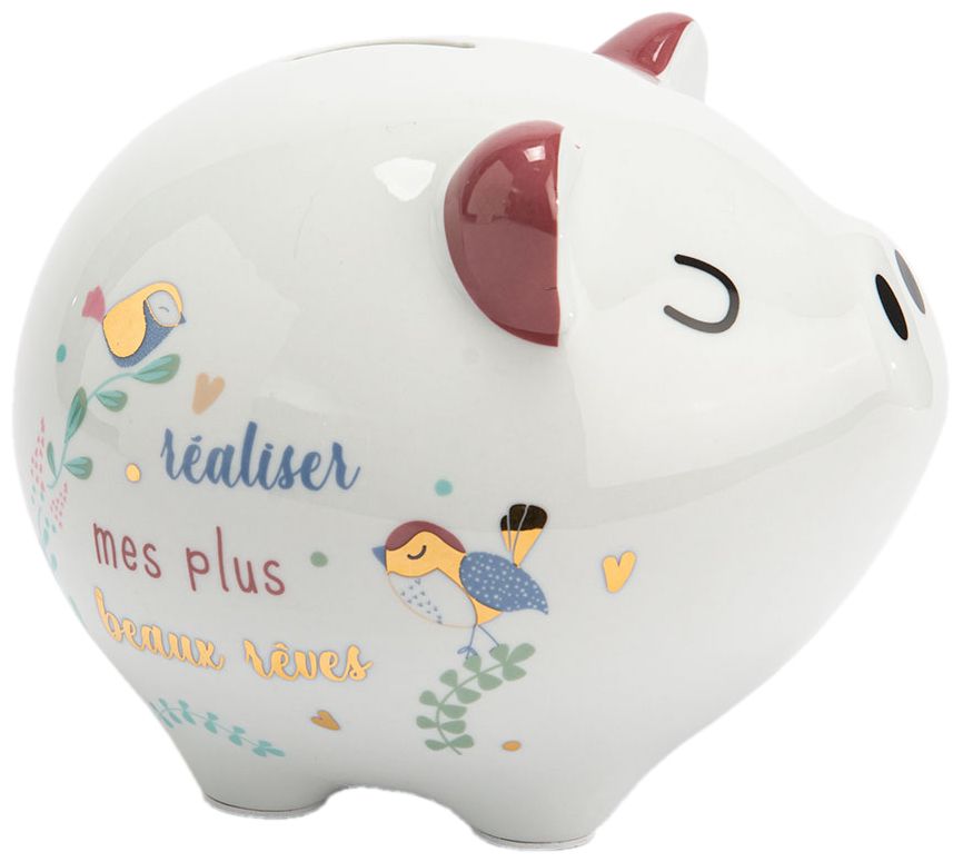 Tirelire maxi cochon en porcelaine Lili
